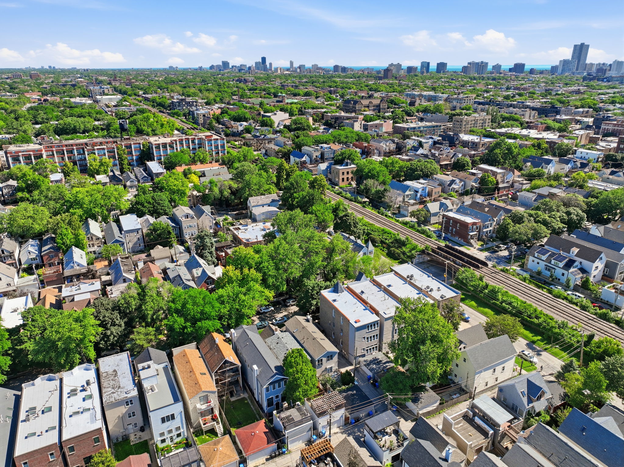 Aerial overview of the block