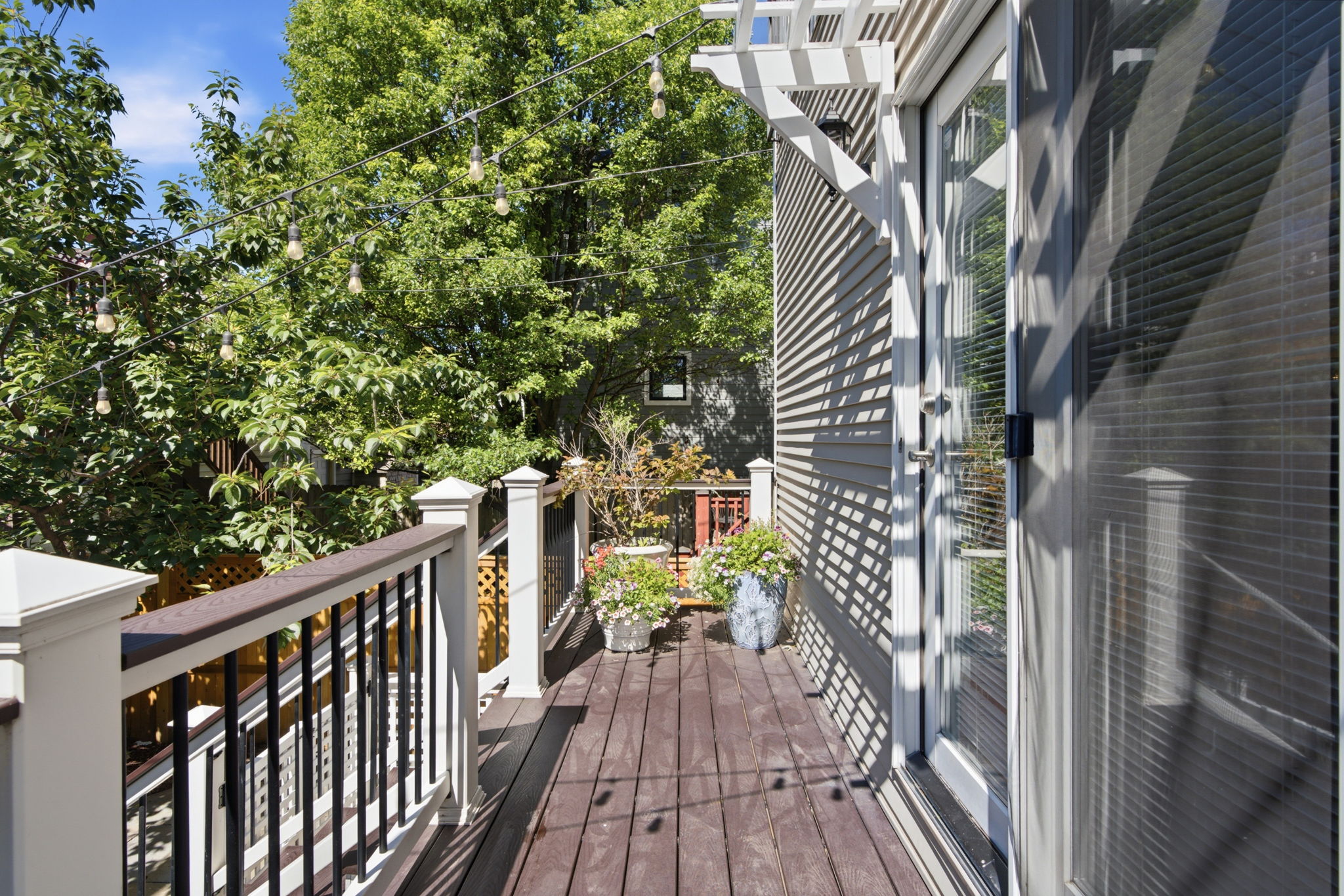 Composite rear deck with pergola