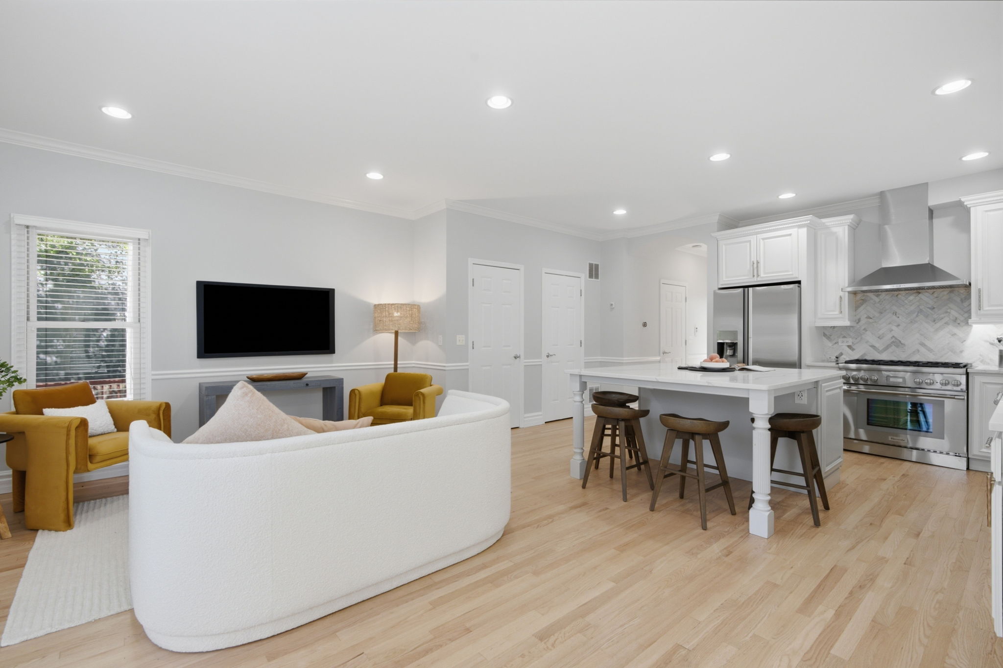 Family room open to kitchen