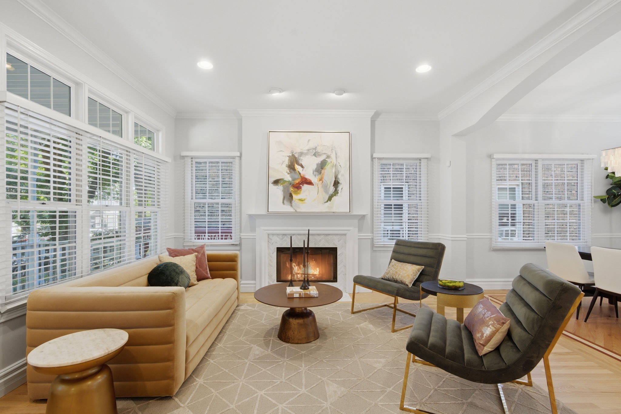 Living room with fireplace