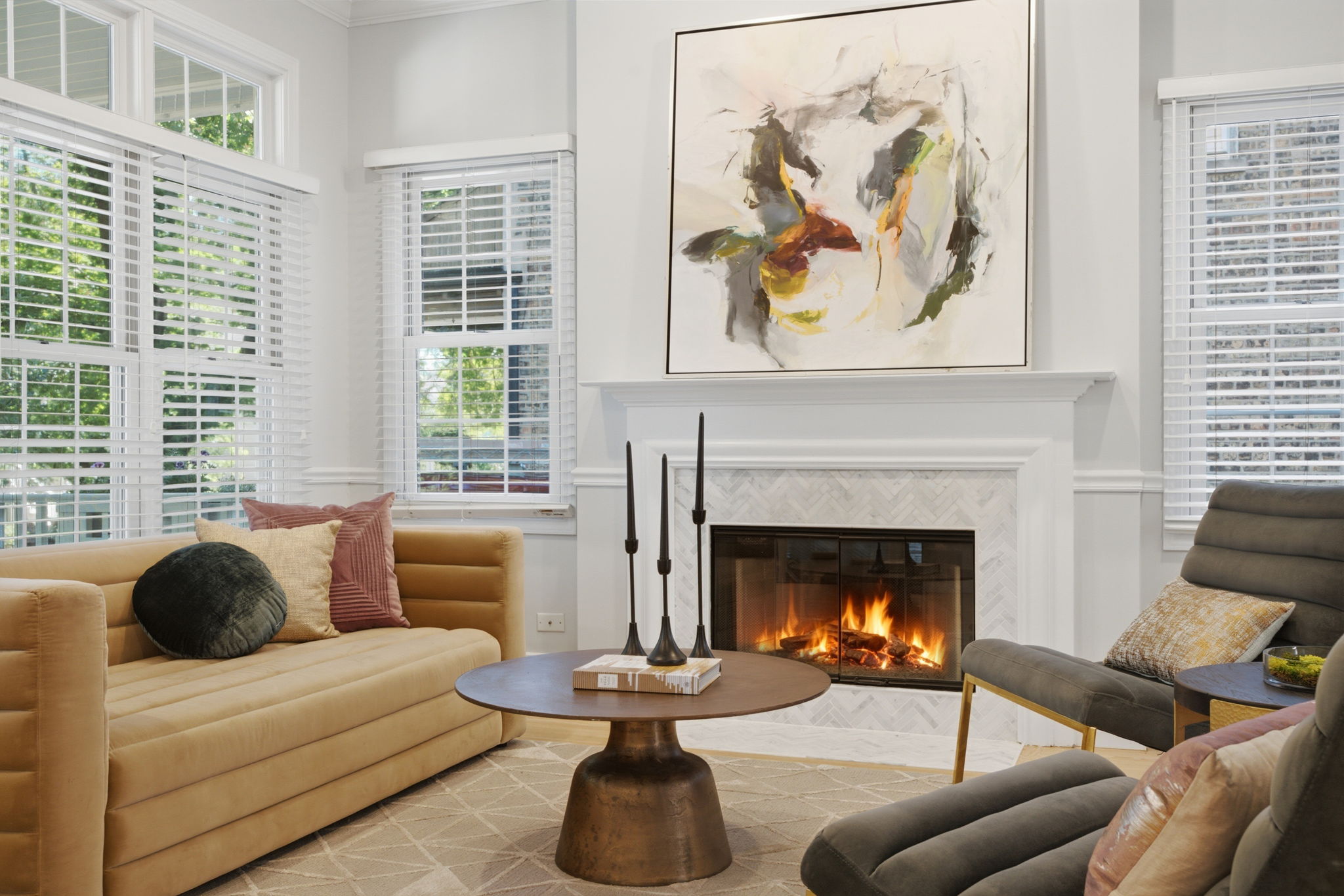 Living room fireplace detail